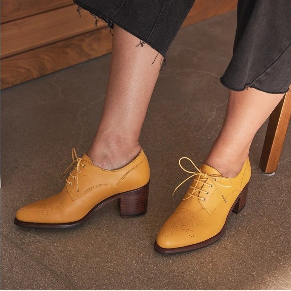 The Office of Angela Scott Saffron Miss Button Derby Shoes 37.5